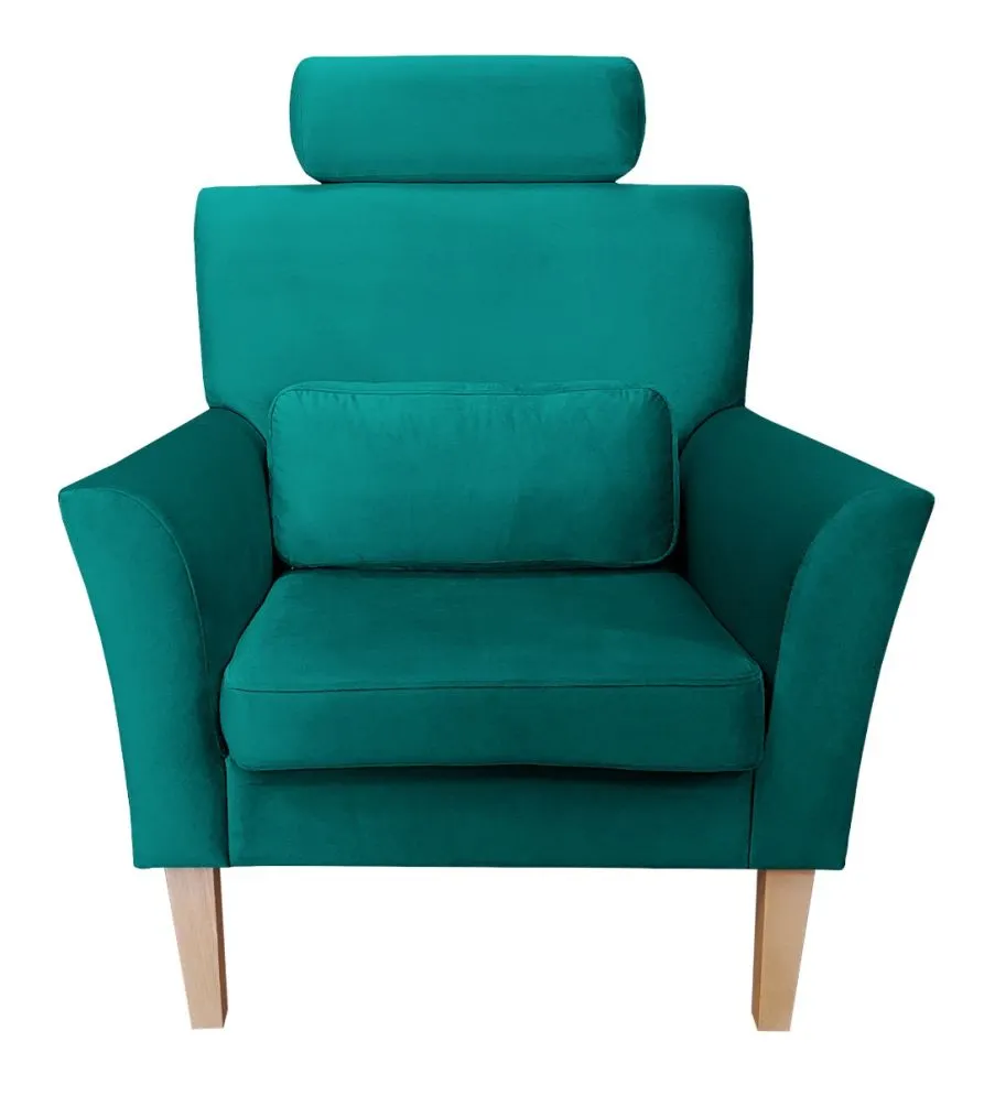 Fotel PIRO MG VELVET morski tapicerowany aksamitem | MIRAT. styl GLAMOUR