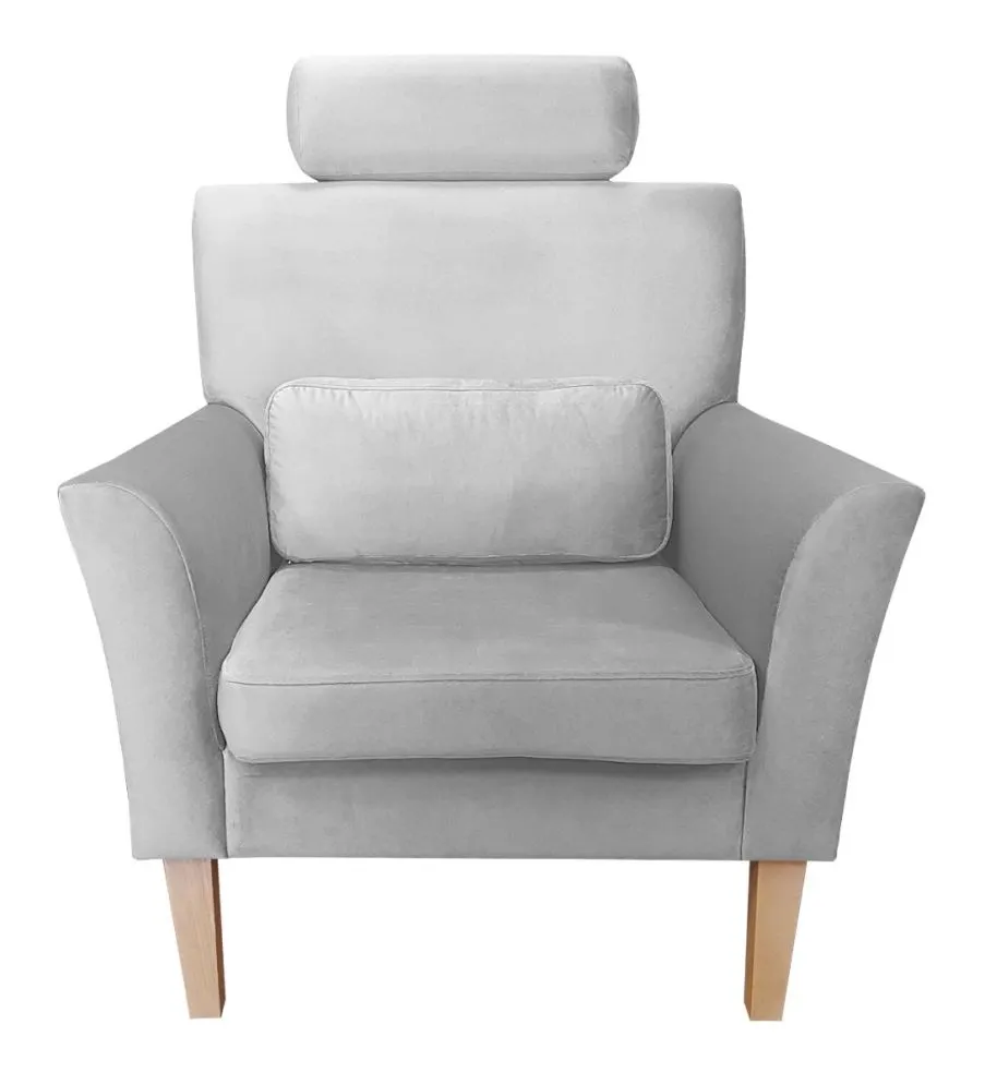 Fotel PIRO MG VELVET jasnoszary tapicerowany aksamitem | MIRAT. styl GLAMOUR