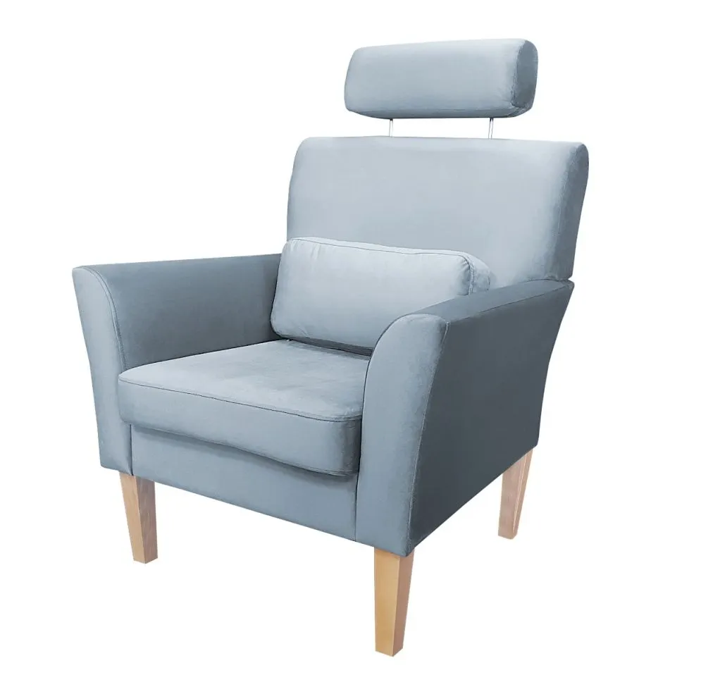 Fotel PIRO BL VELVET szary tapicerowany aksamitem | MIRAT. styl GLAMOUR