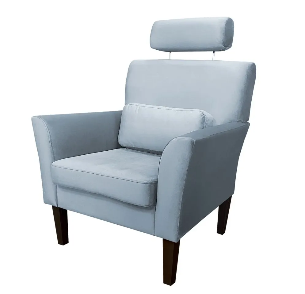 Fotel PIRO BL VELVET szary tapicerowany aksamitem | MIRAT. styl GLAMOUR