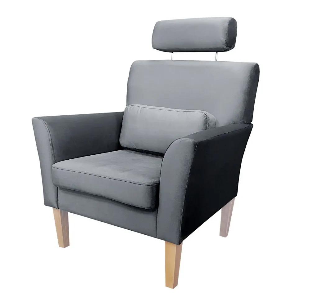 Fotel PIRO BL VELVET ciemnoszary tapicerowany aksamitem | MIRAT. styl GLAMOUR
