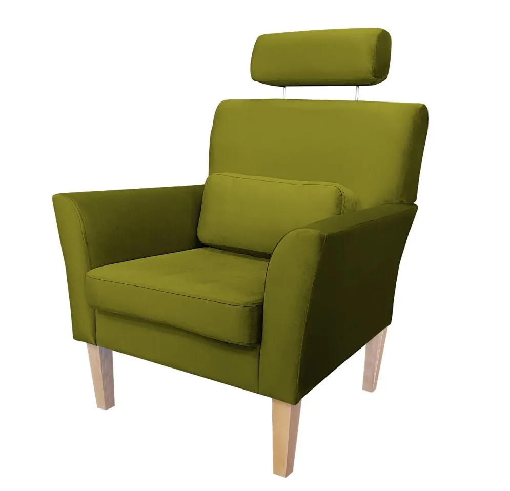 Fotel PIRO BL VELVET oliwkowy tapicerowany aksamitem | MIRAT. styl GLAMOUR