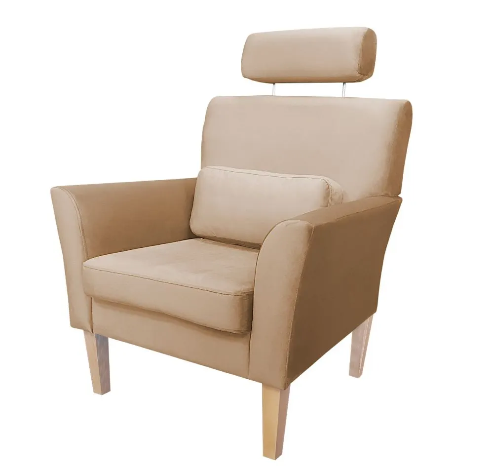 Fotel PIRO MG VELVET beżowy tapicerowany aksamitem | MIRAT. styl GLAMOUR