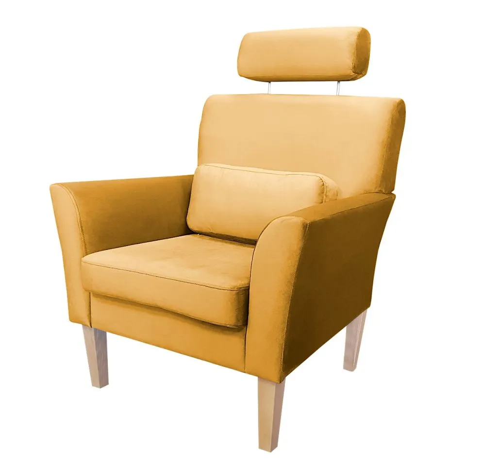 Fotel PIRO MG VELVET musztardowy/curry tapicerowany aksamitem | MIRAT. styl GLAMOUR