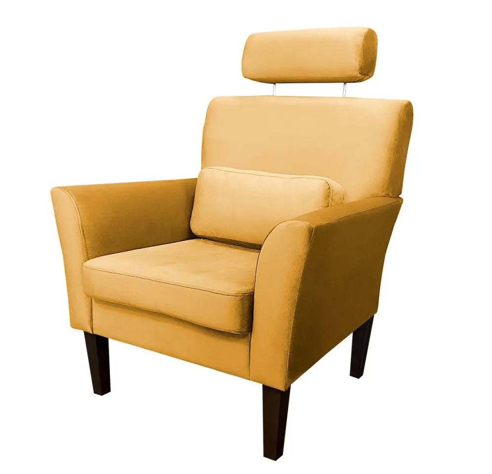 Fotel PIRO MG VELVET musztardowy/curry tapicerowany aksamitem | MIRAT. styl GLAMOUR