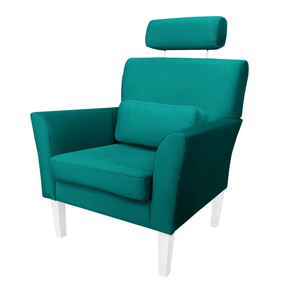 Fotel PIRO MG VELVET morski tapicerowany aksamitem | MIRAT. styl GLAMOUR