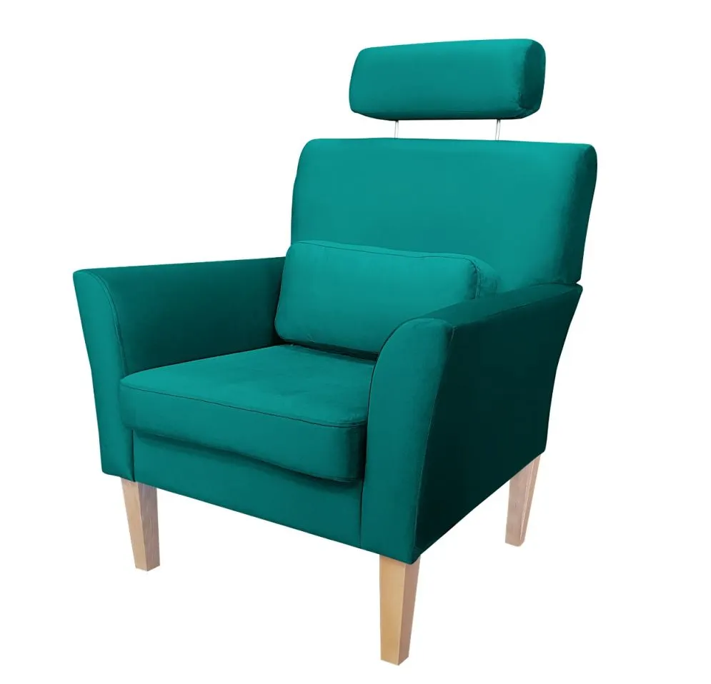 Fotel PIRO MG VELVET morski tapicerowany aksamitem | MIRAT. styl GLAMOUR