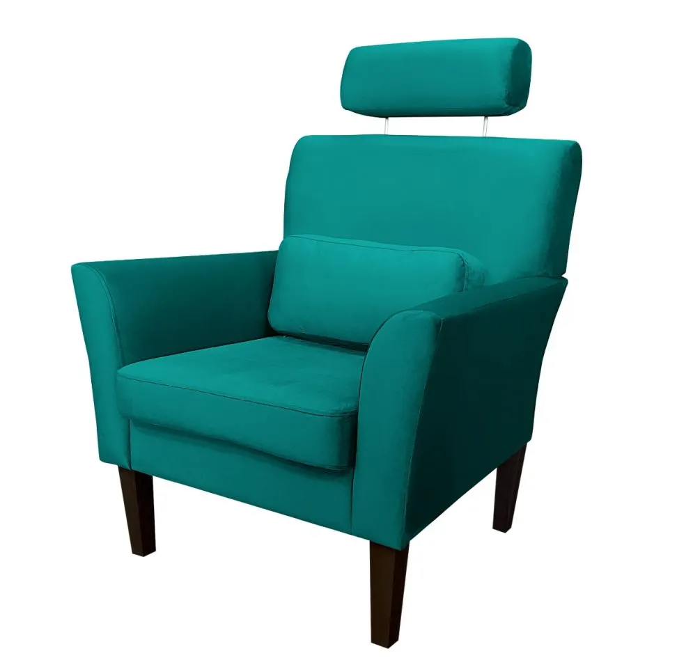 Fotel PIRO MG VELVET morski tapicerowany aksamitem | MIRAT. styl GLAMOUR