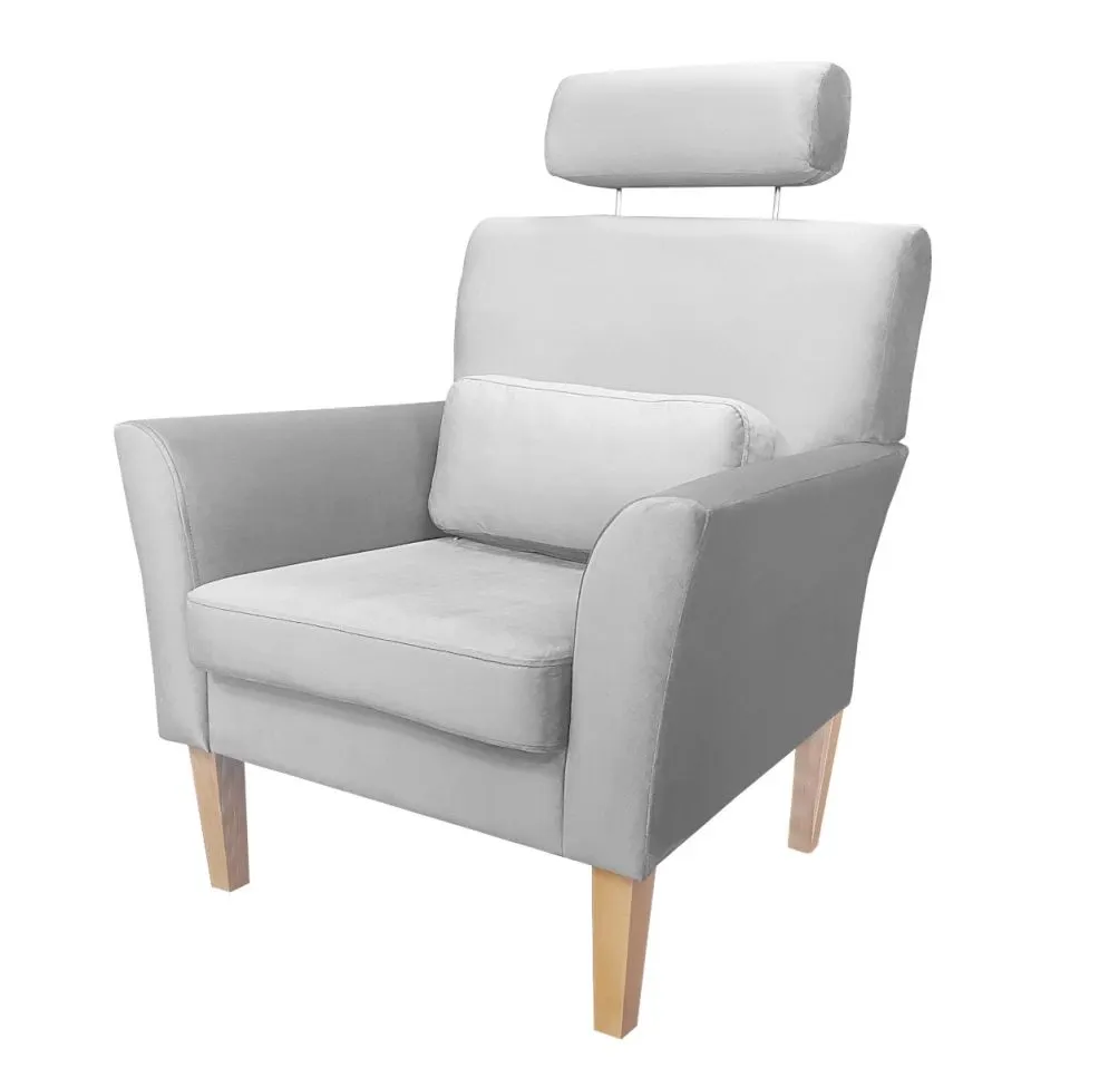 Fotel PIRO MG VELVET jasnoszary tapicerowany aksamitem | MIRAT. styl GLAMOUR