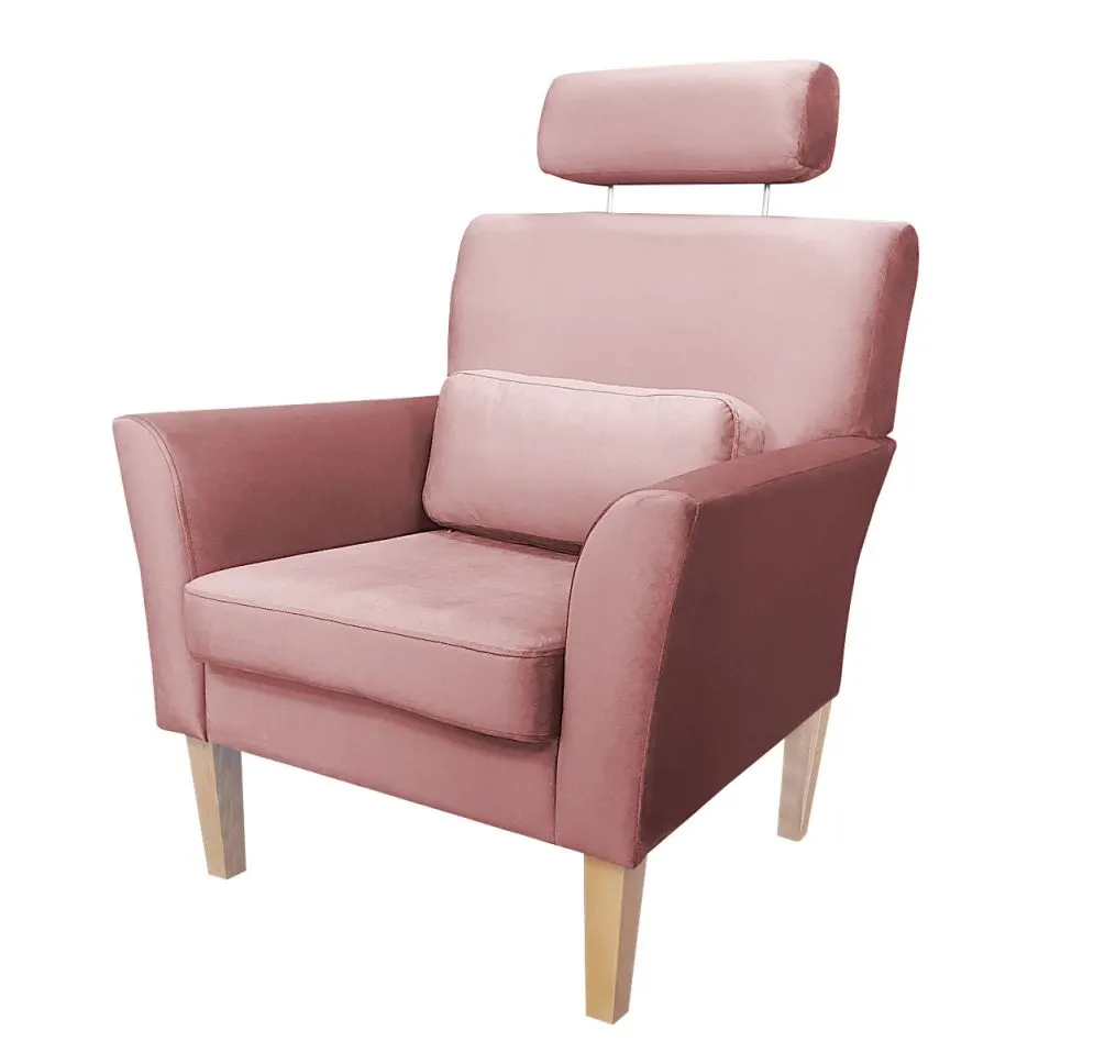Fotel PIRO MG VELVET różowy tapicerowany aksamitem | MIRAT. styl GLAMOUR