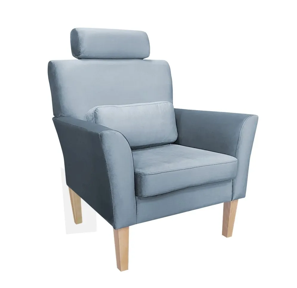 Fotel PIRO BL VELVET szary tapicerowany aksamitem | MIRAT. styl GLAMOUR
