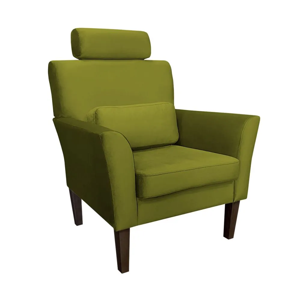 Fotel PIRO BL VELVET oliwkowy tapicerowany aksamitem | MIRAT. styl GLAMOUR