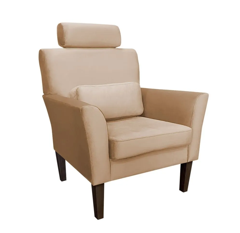 Fotel PIRO MG VELVET beżowy tapicerowany aksamitem | MIRAT. styl GLAMOUR