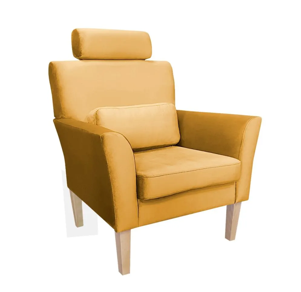 Fotel PIRO MG VELVET musztardowy/curry tapicerowany aksamitem | MIRAT. styl GLAMOUR