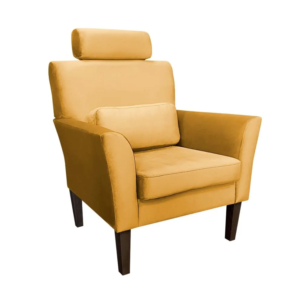 Fotel PIRO MG VELVET musztardowy/curry tapicerowany aksamitem | MIRAT. styl GLAMOUR