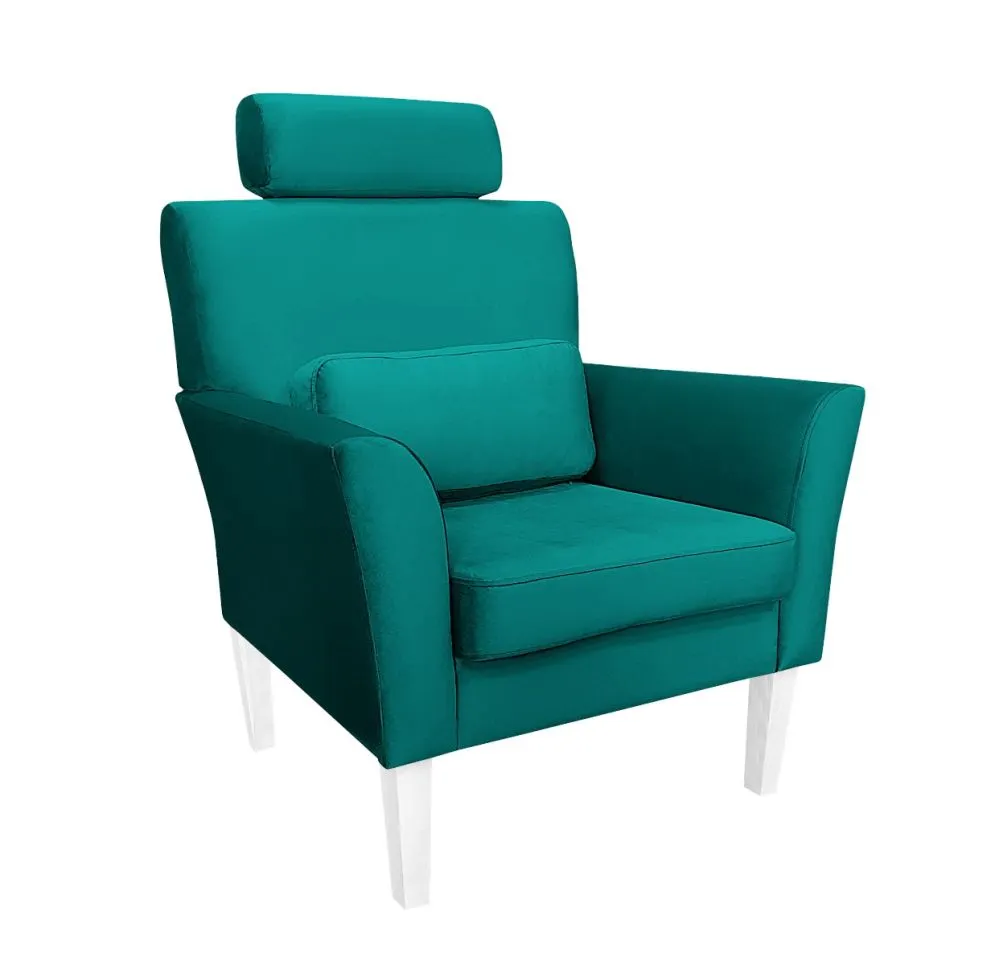 Fotel PIRO MG VELVET morski tapicerowany aksamitem | MIRAT. styl GLAMOUR