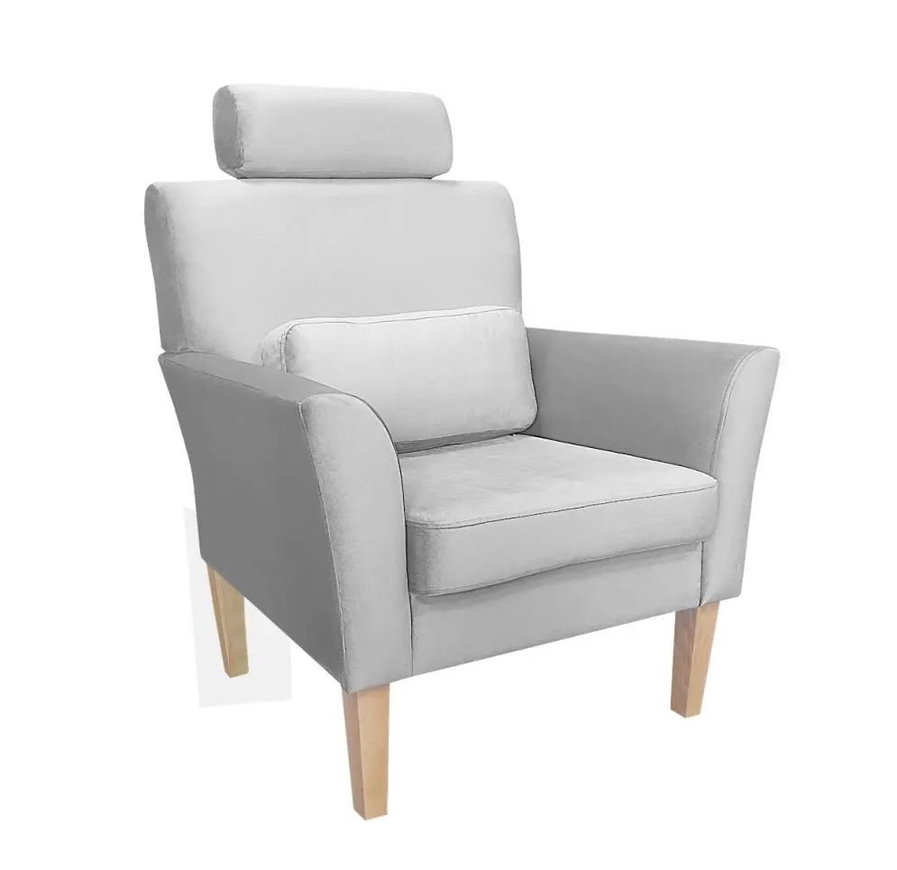 Fotel PIRO MG VELVET jasnoszary tapicerowany aksamitem | MIRAT. styl GLAMOUR