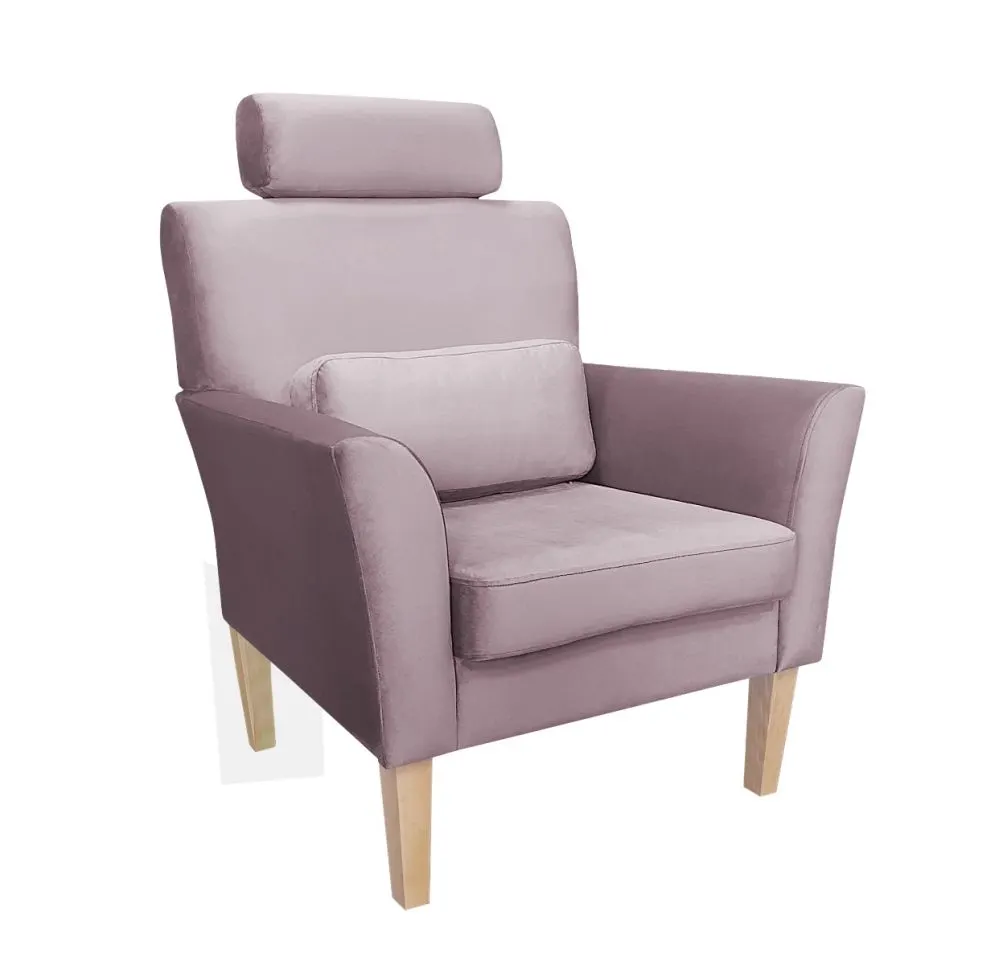 Fotel PIRO MG VELVET jasnoróżowy tapicerowany aksamitem | MIRAT. styl GLAMOUR