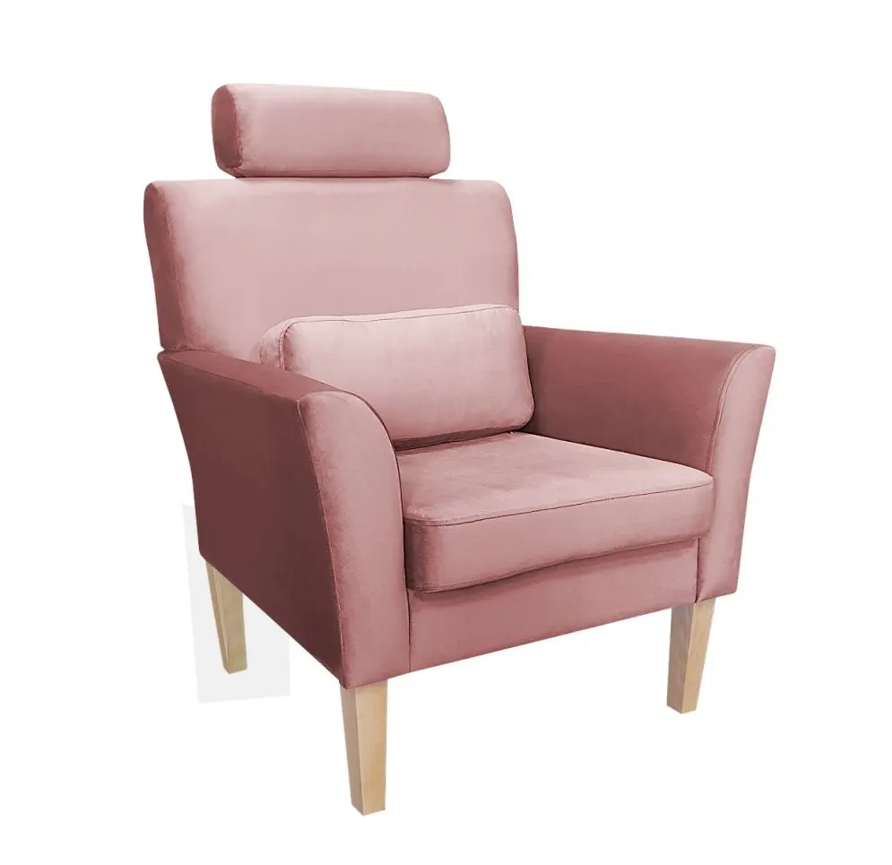 Fotel PIRO MG VELVET różowy tapicerowany aksamitem | MIRAT. styl GLAMOUR