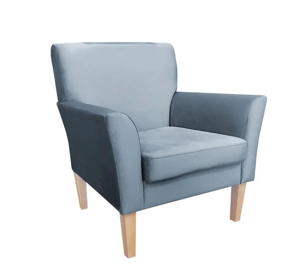 Fotel PIRO BL VELVET szary tapicerowany aksamitem | MIRAT. styl GLAMOUR