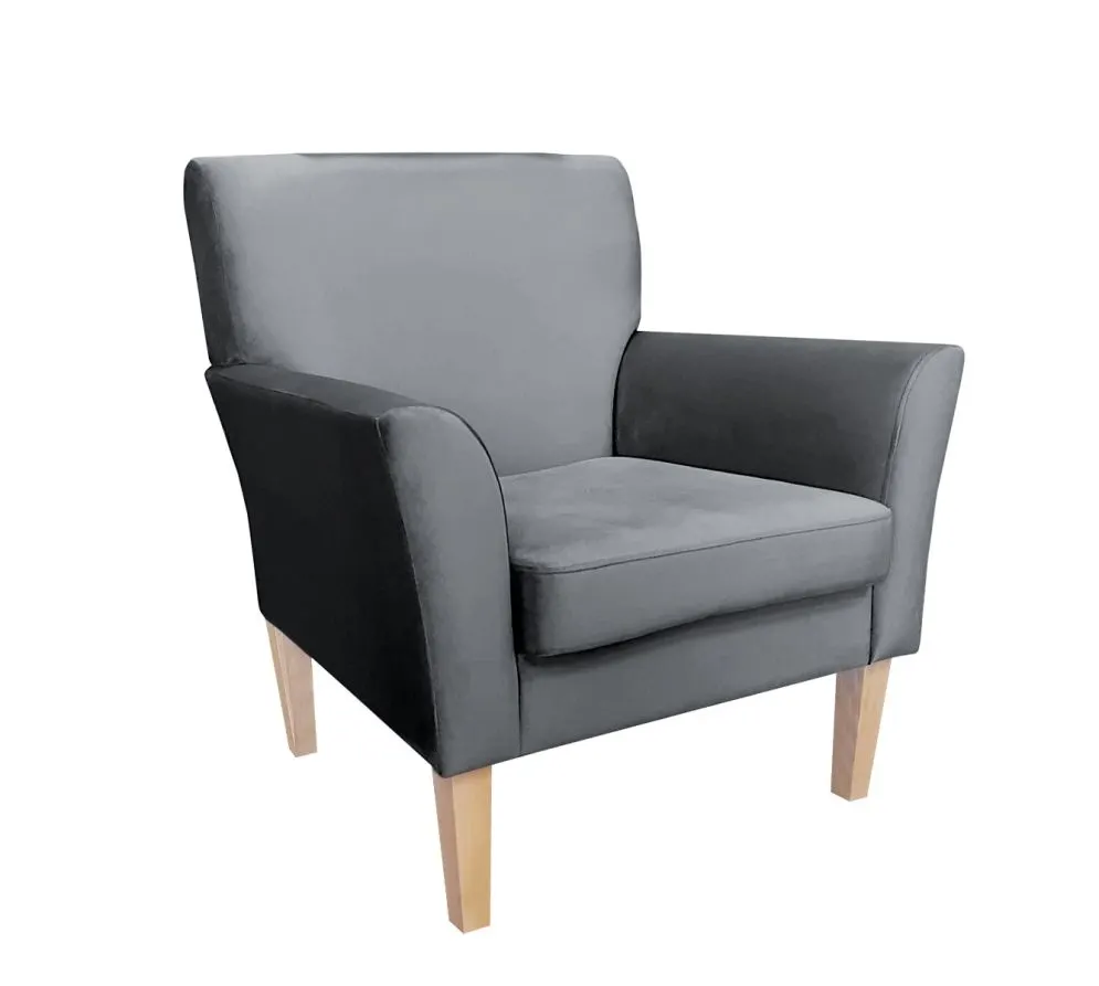 Fotel PIRO BL VELVET ciemnoszary tapicerowany aksamitem | MIRAT. styl GLAMOUR