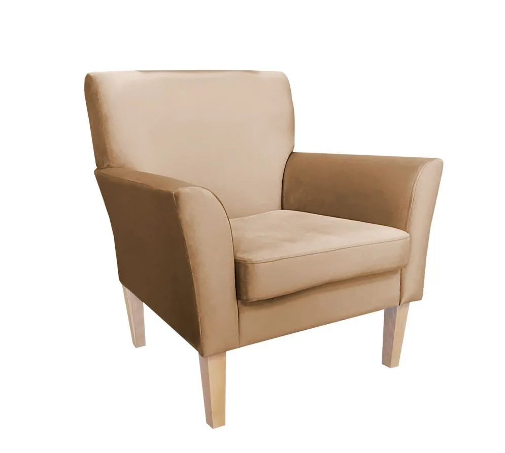 Fotel PIRO MG VELVET beżowy tapicerowany aksamitem | MIRAT. styl GLAMOUR