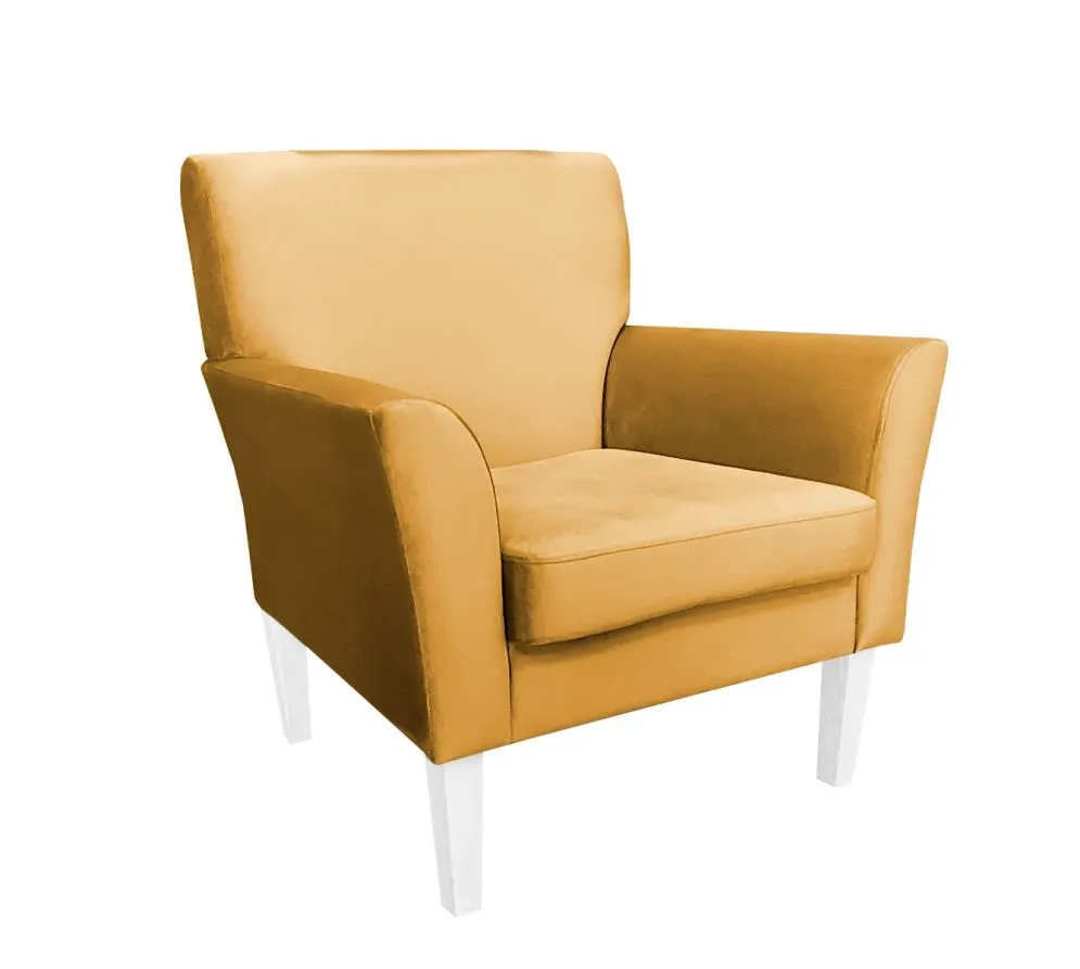 Fotel PIRO MG VELVET musztardowy/curry tapicerowany aksamitem | MIRAT. styl GLAMOUR
