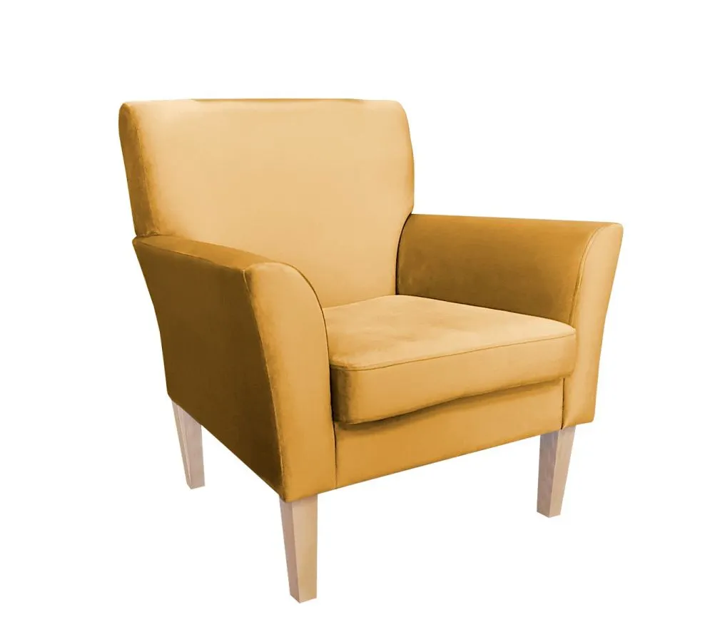 Fotel PIRO MG VELVET musztardowy/curry tapicerowany aksamitem | MIRAT. styl GLAMOUR