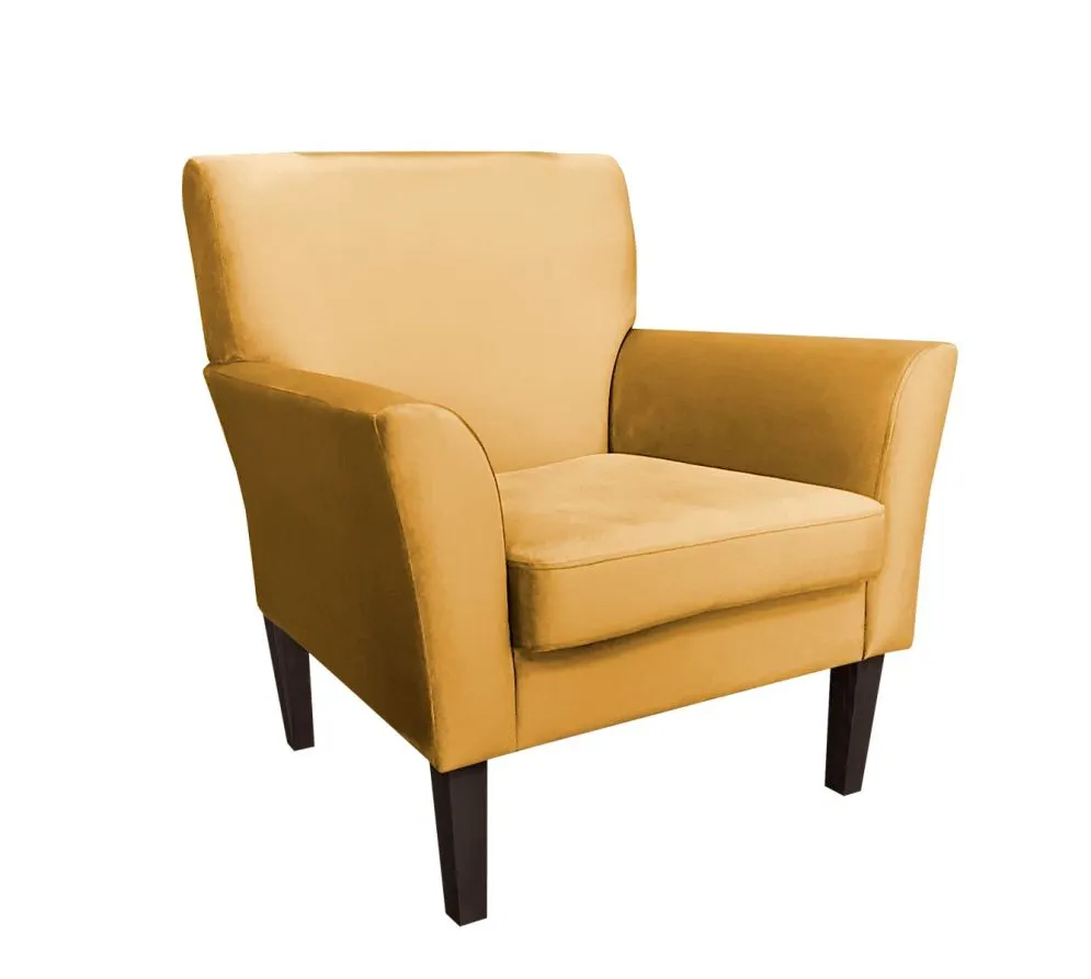 Fotel PIRO MG VELVET musztardowy/curry tapicerowany aksamitem | MIRAT. styl GLAMOUR