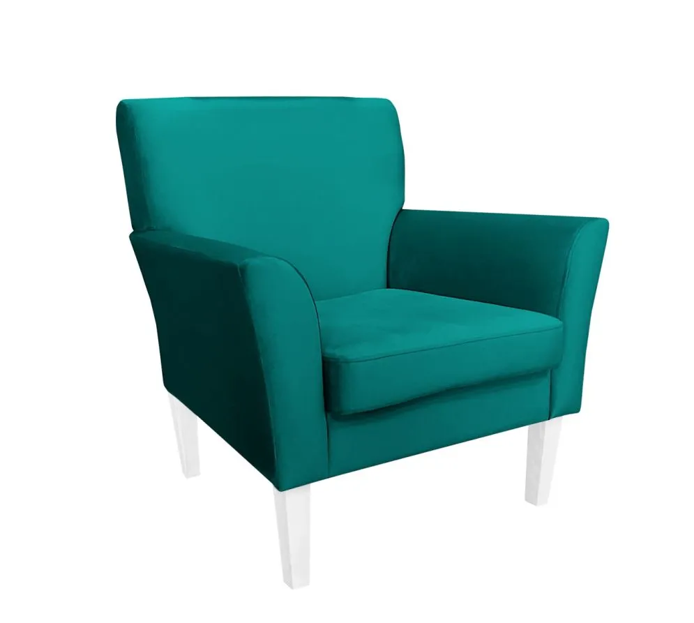 Fotel PIRO MG VELVET morski tapicerowany aksamitem | MIRAT. styl GLAMOUR