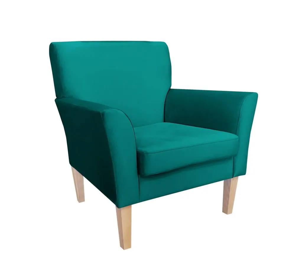 Fotel PIRO MG VELVET morski tapicerowany aksamitem | MIRAT. styl GLAMOUR