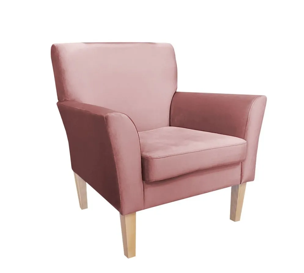 Fotel PIRO MG VELVET różowy tapicerowany aksamitem | MIRAT. styl GLAMOUR