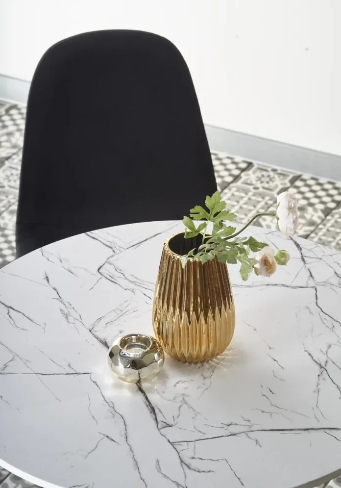 Stół okrągły DENVER 80x80 biały marmur na jednej nodze | MIRAT. styl GLAMOUR