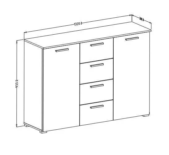 Komoda GALAXY 2D4S 132cm dąb monastery/czarna do salonu I sklep meblowy MIRAT. styl LOFT kolekcja GALAXY HELVETIA