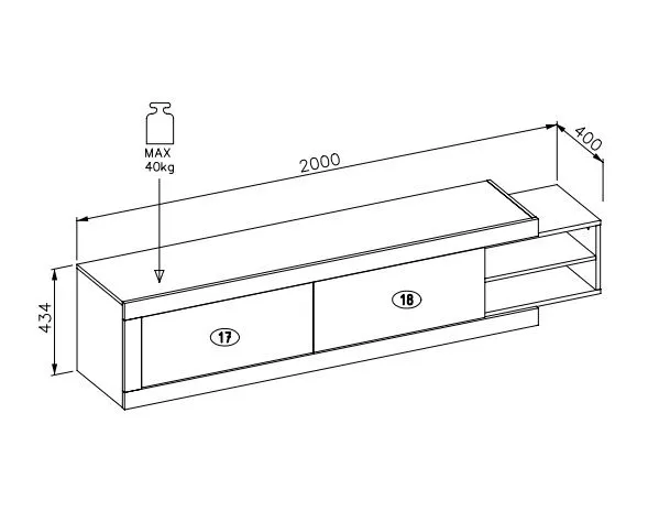 Szafka RTV SINTRA 2K 200(241)cm dąb samdal/biały połysk rozsuwana I sklep meblowy MIRAT. styl SKANDYNAWSKI