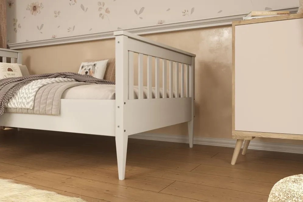 Białe łóżko dla dziecka z drewna sosnowego Bajtek 160x80 | MIRAT
