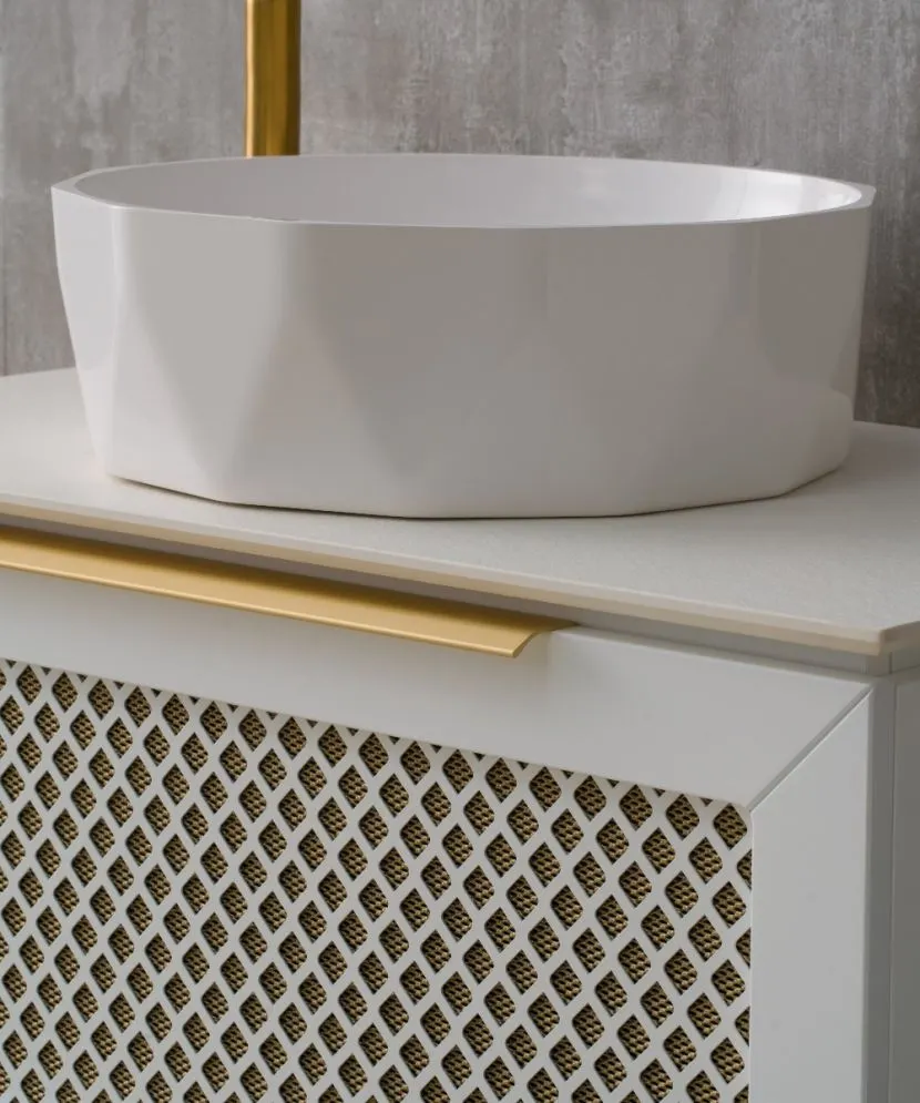 Wisząca szafka pod umywalkę CHIC 100 cm czarna półmat ze złotymi dodatkami | MIRAT