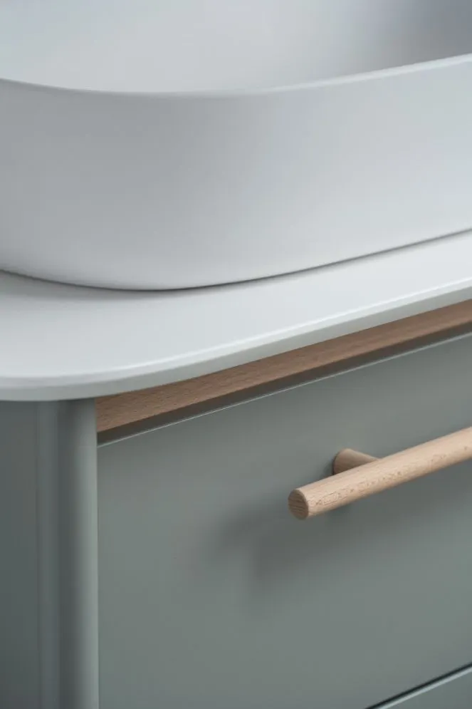 Stojąca szafka pod umywalkę DUKLA 80 cm szara półmat w stylu vintage | MIRAT  kolekcja DUKLA