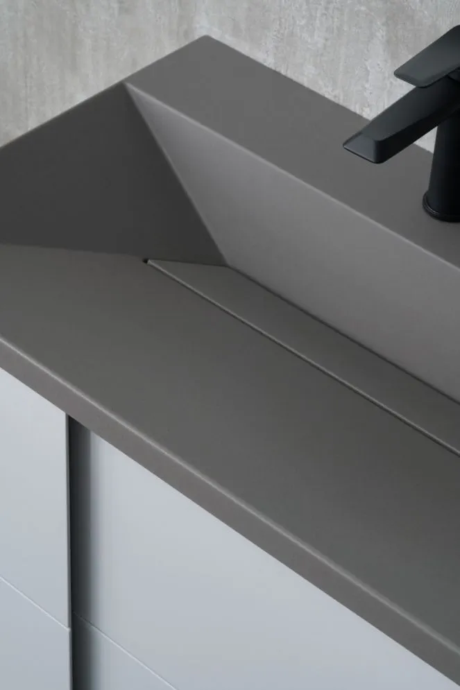 Umywalka meblowa kwarcowa EDGE 70 cm beton mat z otworem na baterię | MIRAT