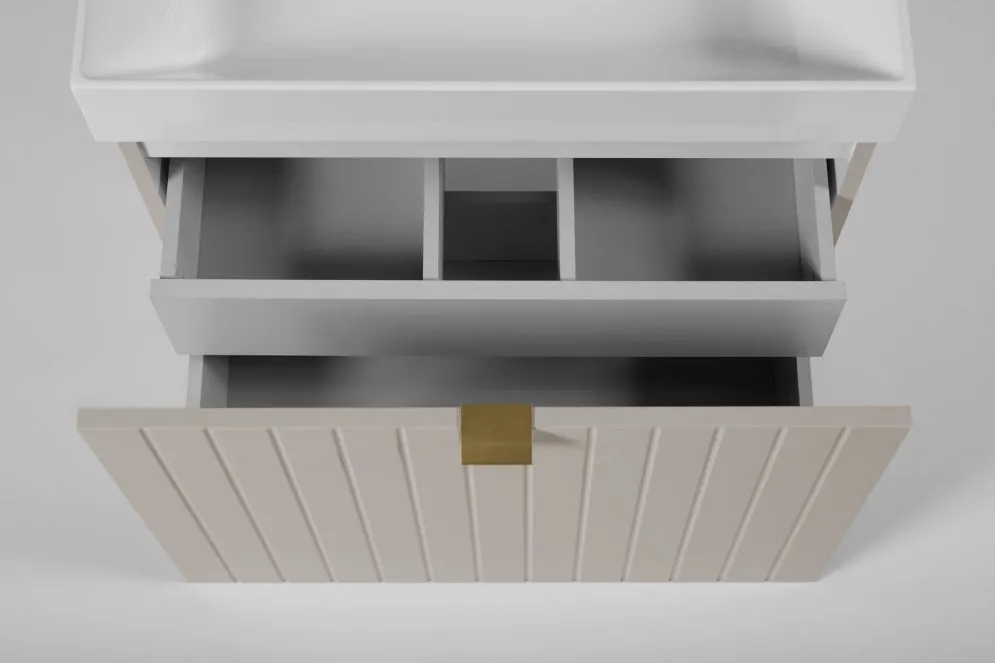 Szafka pod umywalkę HARMO 60 cm kaszmirowa półmat ryflowana | MIRAT kolekcja HARMO