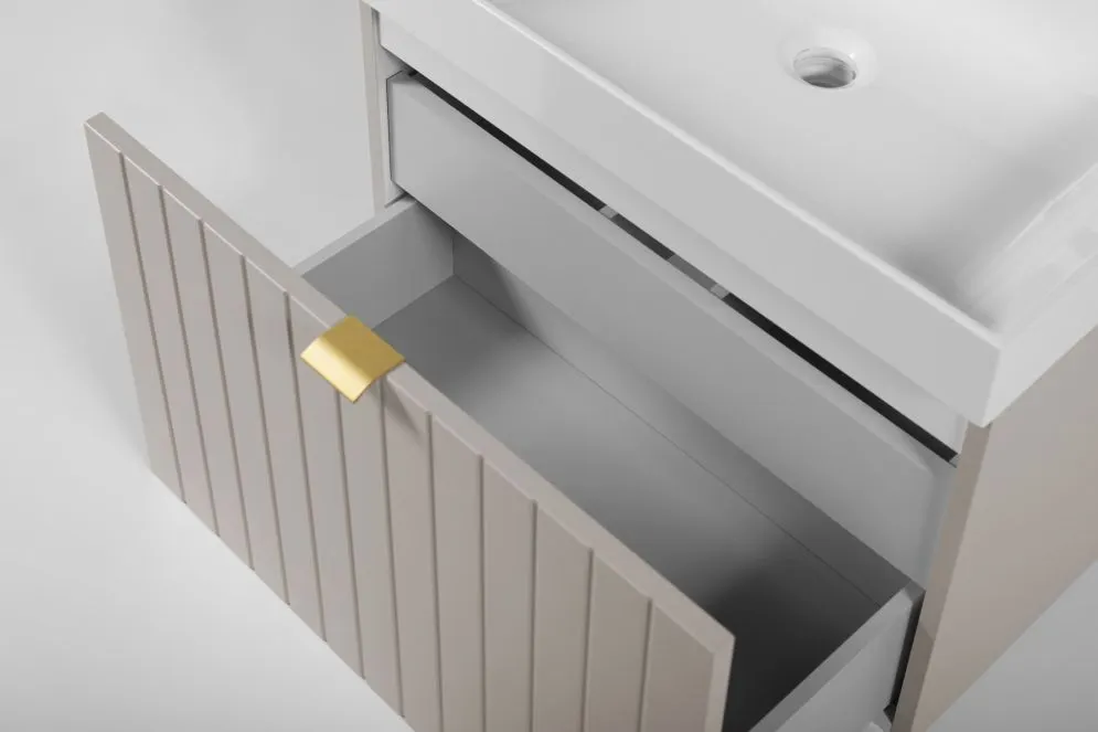 Szafka pod umywalkę HARMO 60 cm kaszmirowa półmat ryflowana | MIRAT kolekcja HARMO
