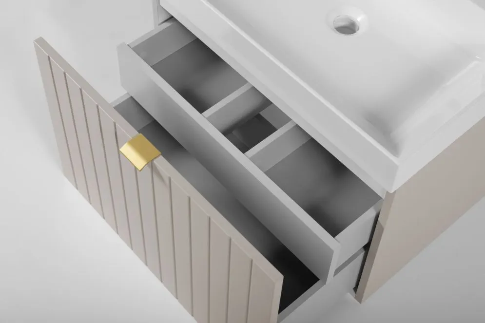 Szafka pod umywalkę HARMO 60 cm kaszmirowa półmat ryflowana | MIRAT kolekcja HARMO