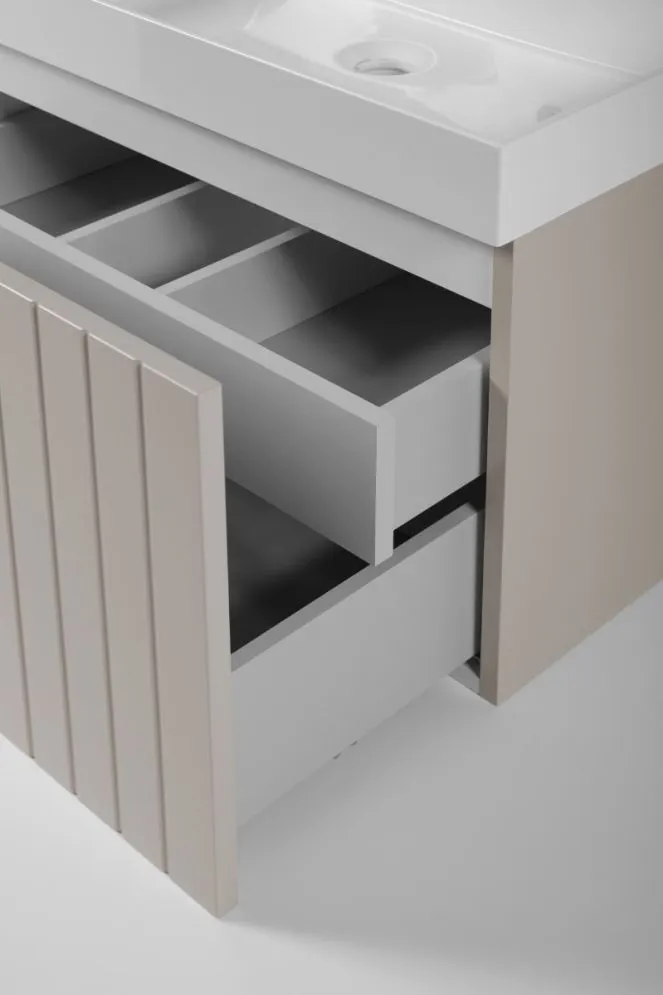 Szafka pod umywalkę HARMO 60 cm kaszmirowa półmat ryflowana | MIRAT kolekcja HARMO