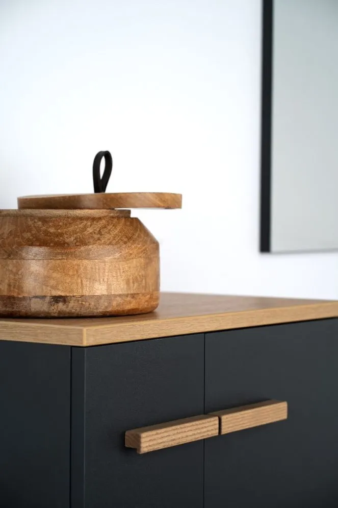 Szafka pod umywalkę L-WOOD 59 cm antracyt mat z szufladą cargo | MIRAT  kolekcja L-WOOD