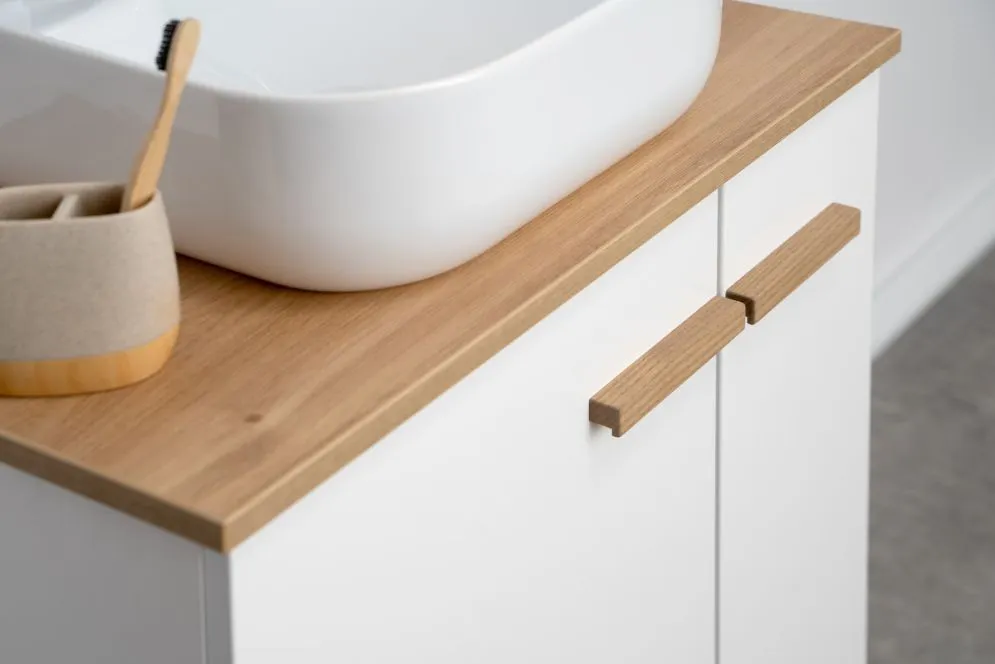 Blat łazienkowy do szafki podumywalkowej L-WOOD 81 cm dąb castello | MIRAT