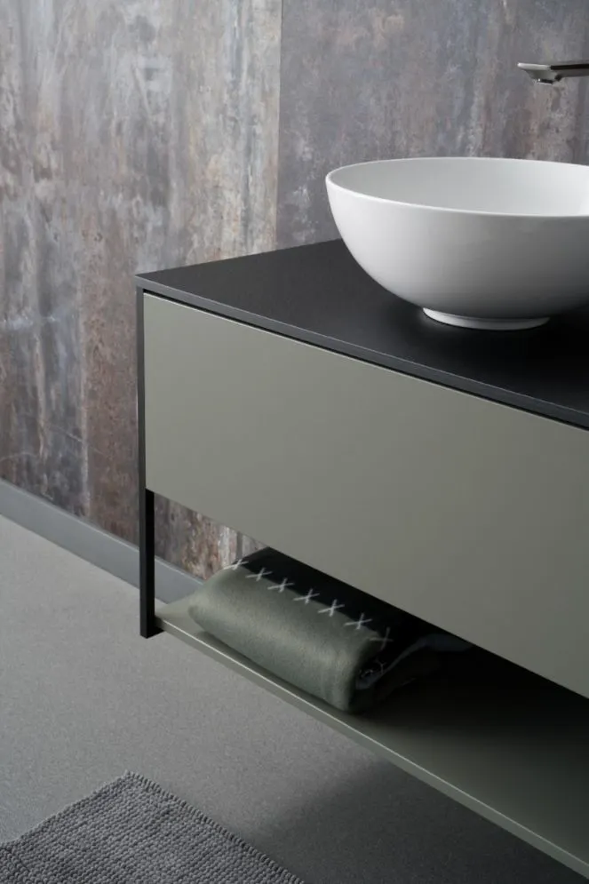 Blat łazienkowy kompaktowy 60 cm czarny struktura kamienia | MIRAT