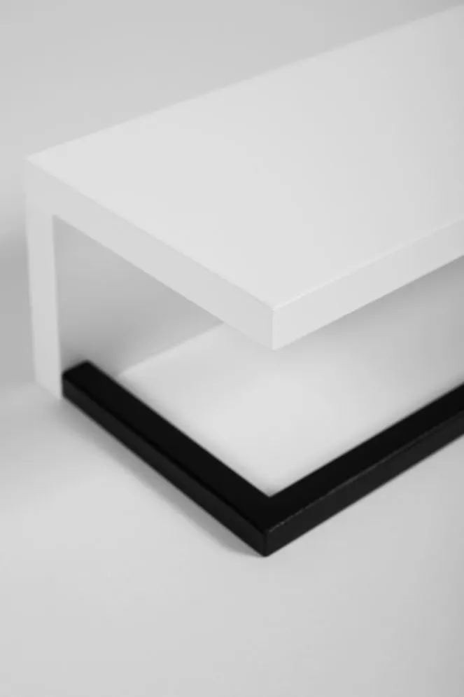 Półka łazienkowa z wieszakiem na ręcznik LOV 40 cm biała połysk lakierowana | MIRAT