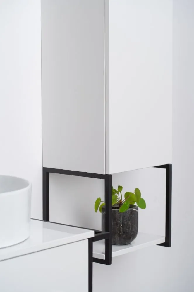 Szafka łazienkowa wysoka LOV 33 cm biała połysk z półkami| MIRAT  kolekcja LOV