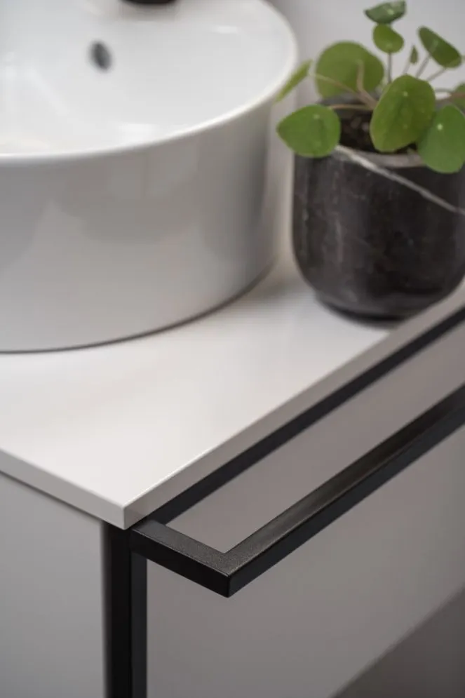 Blat łazienkowy kompaktowy 40 cm biały struktura kamienia trwały  | MIRAT