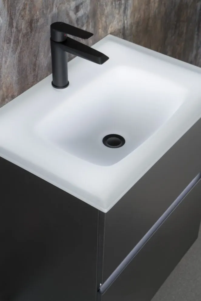 Szafka pod umywalkę NEO 60 cm czarna mat z oświetleniem LED i czujnikiem ruchu | MIRAT  kolekcja NEO